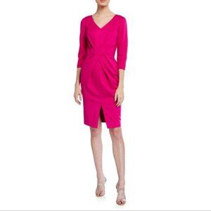 Trina Turk Women's V Neck Long Sleeve Sable Cocktail Dress Pink